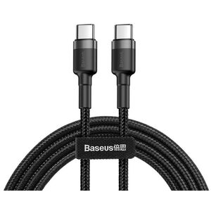 Cablu alimentare si date baseus cafule, fast charging data cable pt. smartphone, usb type-c la usb type-c 3a / 60w, 2m, gri + negru