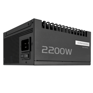 Asus pro ws 2200w platinum. total power: 2200 w, ac input voltage: 200 - 240 v, power factor correction (pfc) type: active. motherboard power connector: 20+4 pin atx, motherboard power cable length: 61 cm, sata power cable length: 120,400 mm. purpose: pc,