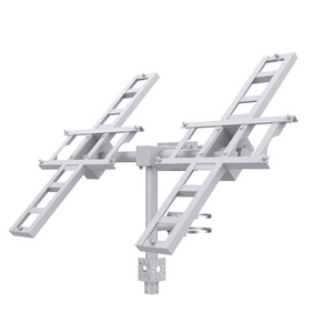 Suport dublu pentru panouri solare 2x vigi 90w, din otel galvanizat, unghi de reglare manual: 5°~55°, stalp compatibil: Ø80-160 mm, greutate: 20kg.