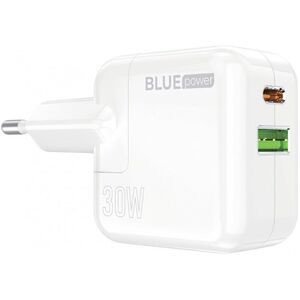 Incarcator retea blue power bc111a 30w/3a  1xusb-a & 1xusb-c white