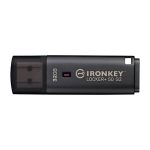 Kingston technology ironkey locker+ 50 g2. capacity: 32 gb, device interface: usb type-a, usb version: 3.2 gen 1 (3.1 gen 1), read speed: 145 mb/s, write speed: 115 mb/s. form factor: cap. weight: 22.94 g. product colour: black