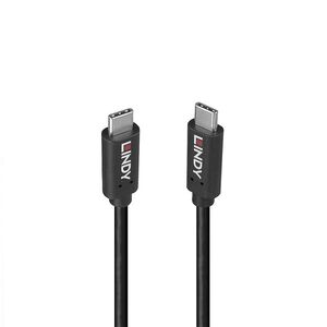 Cablu lindy 1m usb 3.2 type-c to type-c (tata - tata), black line, supported bandwidth: 20gbps, 100w pd, negru