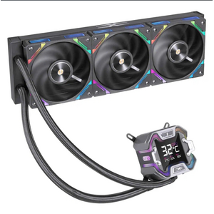 Cooler procesor 1stplayer x-starship 360e-bk, display de 2,4 inches, argb, compatibil amd/intel, negru