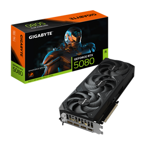 Gigabyte geforce rtx 5080 windforce sff 16g. graphics processor family: nvidia, graphics processor: geforce rtx 5080, processor frequency: 2617 mhz. discrete graphics card memory: 16 gb, graphics card memory type: gddr7, memory bus: 256 bit, memory clock 