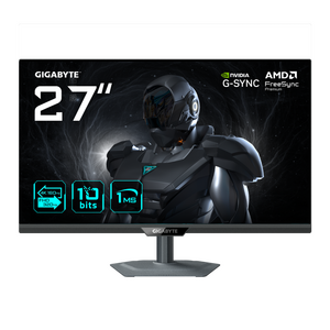 Monitor gaming gigabyte g27up, 27", dual mode uhd (3840x2160), 160hz, fhd (1920x1080), 320hz, ips, 1ms gtg, hdr10, flicker-free, g-sync compatible, night vision, low blue light, amd freesync premium, smart od, 2xhdmi 2.1, dp 1.4, usb type-c, pivot, negru