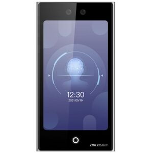 Terminal de control  access cu face recognition hikvision ds-k1t673dwx ; rezolutie: 2mp, hfov = 75.5°; vfov = 41.5°; dfov = 87°, ecran tactil lcd: 7 inch, distanța de autentificare: 0.3-3m, interfata: 1 rj-45, 10/100/1000 m self-adaptive, alarma 2/1, înco