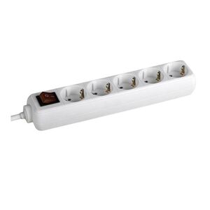 Prelungitor bachmann selly 5xcee7/3 pc, cu intrerupator, lungime cablu 5m, h05vv-f 3g1, alb