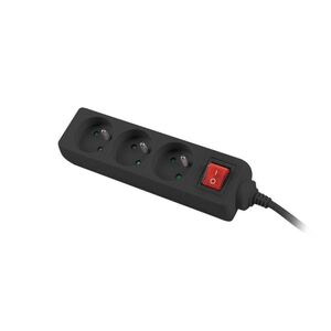 Prelungitor 1.5m, 3 prize , cu intrerupator, cablu din cupru de calitate superioara, negru