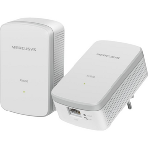 Av600 passthrough powerline starter kit kit: 2× mp300p speed: 600 mbps powerline spec: 1× 10/100mbps port, wall plugged, homeplug av2, extra power socket feature: plug and play, power saving, pair for more security