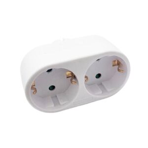 Dublu stecher spacer, schuko, max 3500w, 16a, protectie copii, 2 prize schuko, 1 stecher schuko