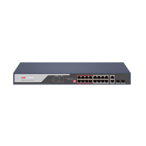 16 port fast ethernet unmanaged poe switch hikvision ds-3e0318p-e(c) intelligent poe management. up to 300 m long range poe transmission. port isolation to improve network security. 6 kv surge protection to improve reliability in harsh environment. poe wa