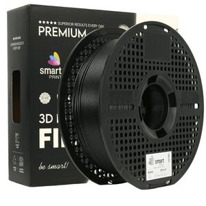 Smart print 3d filament 1kg petg+cf black, continut de fibra de carbon, reztenta la deformare, rezistenta la caldura sporita, recomandare utilizare impreuna cu imprimanta cu incinta inchisa. diametru: 1.75mm, greutate: 1kg, temperatura duza: 255c - 270c, 