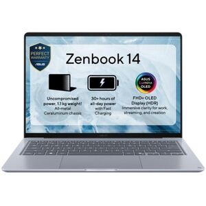 Laptop consumer asus zenbook 14 ux3480aa-u2382x, cu procesor intel core ultra 7 355, 14'' oled, 16 gb lpddr5x, 512 gb, intel graphics, windows 11 pro, 3 ani garantie