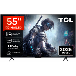 Televizor tcl qd-miniled 55t8d, 139 cm, smart, google tv, 4k ultra hd, 144hz
