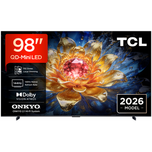 Televizor tcl qd-miniled 98t8d, 248 cm, smart google tv, 4k ultra hd, 144hz, onkyo