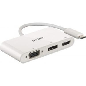 D-link dub-v310 3-in-1 usb-c hub with hdmi, vga and displayport dub-v310 ,1* usb-c connector , 1* hdmi port, 1* vga, 1* displayport.