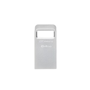 Usb flash drive kingston 64gb data traveler micro, usb 3.2 gen1, metalic