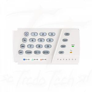 Tastatura led paradox, cablata pentru 10 zone, 7 taste active cu activcare rapida ( one-touch), led acc, led stay-d, deschidere pe orizontala