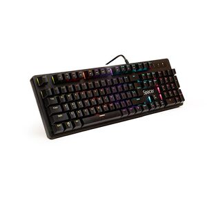 Tastatura spacer warrior cu fir, usb, switch-uri mecanice albastre, 50 mil. apasari, 104 taste, anti-ghosting 26 taste, anti-spill, black