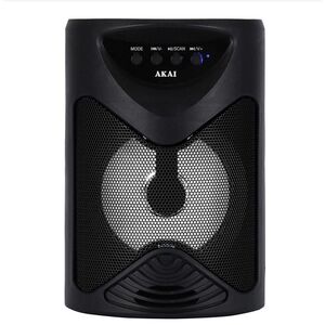 Boxa portabila akai abts-704, bluetooth 4.2, radio fm, 1x port usb pentru mp3 player, 1x slot card tf, lumini led, baterie reincarcabila, 1x slot pentru microfon, timp de incarcare 2 ore, timp de folosire 1.5 ore la volum maxim