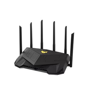 Asus tuf gaming ax6000 dual band wifi 6 gaming router, network standard: ieee 802.11a, ieee 802.11b, ieee 802.11g, wifi 4 (802.11n), wifi 5 (802.11ac) wifi 6 (802.11ax), ipv4, ipv6, ax6000- 1148+4804 mbps, 6 antene externe, procesor: 2.0 ghz, memorie: 512