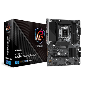 Placa de baza asrock z790 pg lightning lga 1700, 4x ddr4, 1x hdmi 2.1, 1x edp 1.4, 2x pcie x16, 3x pcie 3.0 x1, 3x m.2, 4x sata, 2.5 gigabit lan, atx