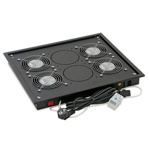 Panou ventilatie triton pentru rack de podea 19, 4 ventilatoare 230v/60w cu termostat bimetalic, flux axial, gri