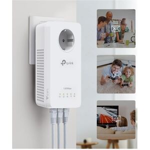 Tp-link wi-fi powerline, av1300 gigabit passthrough, tl-wpa8631p, standarde și protocoale: homeplug av2, ieee 1901, ieee 802.3, ieee 802.3u, ieee 802.3ab, ieee 802.11b/g/n (2.4 ghz), ieee 802.11a/n/ac (5 ghz), interfață: 3 porturi gigabit ethernet, dimens