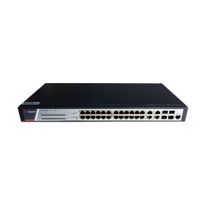 Switch 24 porturi poe gigabit, hikvision ds-3e2528p(b)(o-std), full managed, 24  x gigabit poe electrical ports si 4 x gigabit combo ports, switchingcapacity 336 gbps, packet forwarding rate 51 mpps,putere poe 370 w, maxim 30w per port, software function: