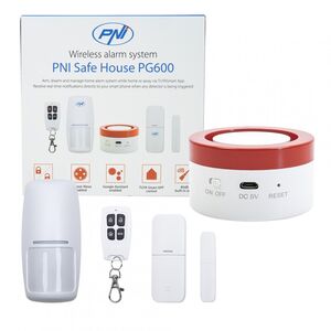 Sistem de alarma wireless pni safe house pg600, sistem inteligent de securitate pentru casa, conectare wireless, alarma antiefractie, alarma fara fir, alerta inteligenta prin aplicatia tuya ios / android, compatibil cu alexa si google assistant, dimensiun