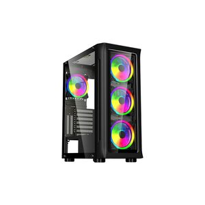 Carcasa spacer – gaming, middle tower, atx, „shield", fara sursa, sticla securizata, 4 x argb fan, hub, telecomanda, usb 3.0 x 1, usb 2.0 x 2, hd-audio, jack 3.5mm x 2