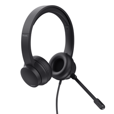Casti trust ayda cu fir, interfata usb 3.0, frecventa de raspuns 20 hz - 20.000 hz, sensivitate 96 db, negru