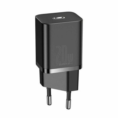 Incarcator retea baseus super si, quick charge 20w, 1 x usb type-c 5v/3a max, negru