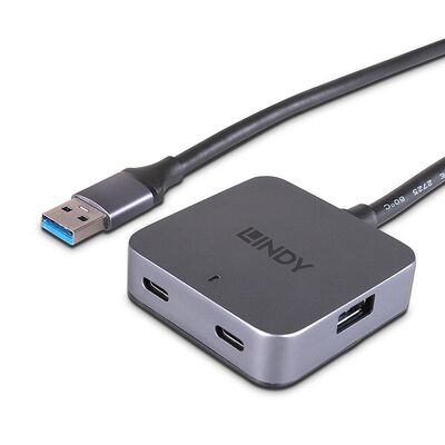Hub lindy 4 porturi, interfata usb 3.2 / 3.1 gen 1 / usb 3.0, lungime 5m, latime de banda suportata 5gbs, chipset: vl817-q7, gri