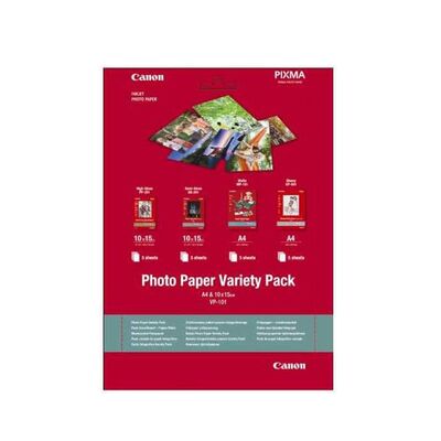 Hartie foto canon vp-101s variety pack, dimensiune 10x15cm, greutate 200g/m2, 20 coli, 5 high gloss, 5 semi gloss, 5 matte, 5 glossy.