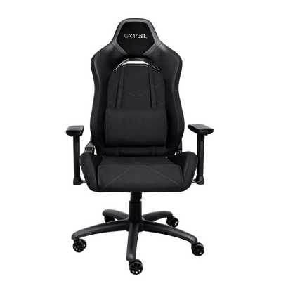 Scaun gaming trust gxt 714 ruya, greutate maxima suportata 150 kg, inaltime adjustabila scaun 10 cm, baza stea cu 5 roti, negru