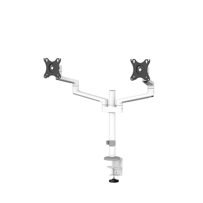 Brat dublu monitor neomounts ds60-425wh2; pentru display-uri cu diagonale 17"-27", sistem de prindere vesa 75x75~100x100, greutate maxima suportata 8 - per ecrankg, tilt +90°, -30°, swivel +90°, -90°, rotate +360°, distanta fata de perete 128-460mm; inalt