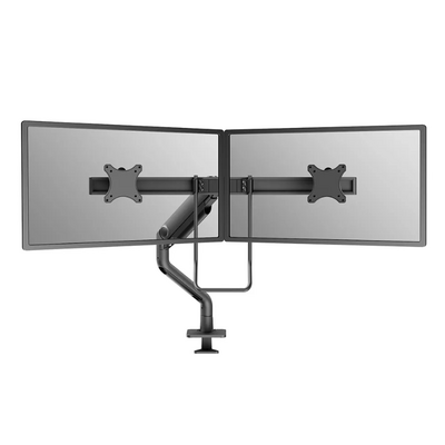 Brat dublu monitor neomounts ds75s-950bl2; pentru display-uri cu diagonale 17"-32", sistem de prindere vesa 75x75~100x100, greutate maxima suportata 8 - per ecrankg, full motion, tilt 60°, swivel 90°, rotate 180°, distanta fata de perete 204-741mm; gas sp