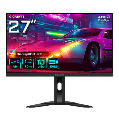 Monitor gaming gigabyte m27ua, panel size: 27 inch, panel backlight/ type: edge, display surface: non-glare type, color saturation: 95%, true resolution: 3840 x 2160 (uhd), brightness: 400 cd/m2 (typ), contrast ratio(max): 1000.1, viewing angle 178°(h)/17