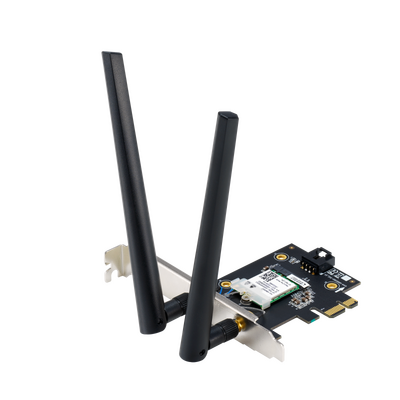 Asus pce-be6500 wifi  bluetooth 5.4, wi-fi 7, 2.4ghz / 5ghz / 6ghz, greutate: 51.6g, 2 x antene externe, pci-express x 1.