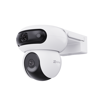 Camera de supraveghere dual pan tilt wi-fi 5mp ezviz h90, lentila fixa: 2.8mm/6mm, iluminare min: 0.5 lux @(f1.6, agc on), 0 lux cu ir: 30m, microfon incorporat, difuzor incorporat, wi-fi standard: ieee802.11b, 802.11g, 802.11n, slot card de memorie: micr
