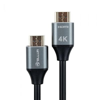 Cablu tellur high speed hdmi 2.0 4k, viteza 18gbps, plug-plug, tata- tata, lungime cablu 3m, negru