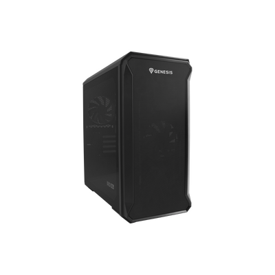 Carcasa genesis irid 503 v2 mini tower negru, tempered glass, sloturi expansiune 4, drive bays: 2x3.5" 3x2.5", ventilatoare suportate: 6 (spate: 1x120mm, fata: 3x120mm sau 2x140mm, sus: 2x120mm sau 2x140mm), ventilatoare incluse: 2 (2x120mm), format placa