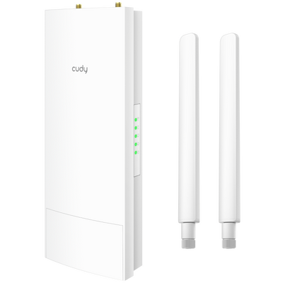 Cudy ac1200 wifi outdoor repeater, access point, 867mbps at 5ghz + 300mbps at 2.4ghz, 1 x 100mbps rj45, 2 detachable antennas, 24v passive poe, ip65 waterproof, lightning protection, 24v passive poe adapter included, cudy app