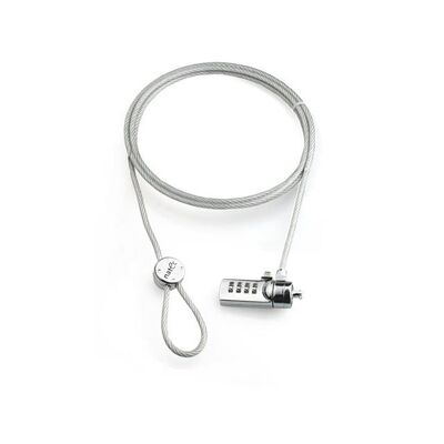 Cablu de securitate laptop natec, lungime cablu 180 cm, material metal, gri