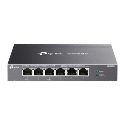 Omada 6-port gigabit desktop switch with 3-port poe+ and 1-port poe++ port: 1× gigabit poe++ port, 3× gigabit poe+ ports, 2x gigabit non-poe ports spec: 802.3af/at/bt type3, 64 w poe power,  desktop steel case feature: extend mode for 250m poe transmittin