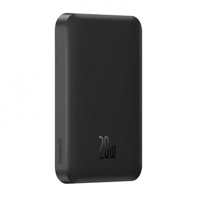 Baterie externa baseus magnetic mini wireless, 5000mah, max 20w pe cablu, 1 x usb type-c output/input, incarcare wireless 15w, include cablu usb type-c la usb type-c 30cm, negru