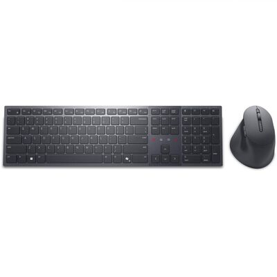 Dell premier collaboration keyboard and mouse - km900 - us international (qwerty), device type: keyboard and mouse set, backlit: yes, interface: 2.4 ghz, bluetooth 5.1, wireless receiver: usb wireless receiver, dimensions (wxdxh) / weight: keyboard: 43.97