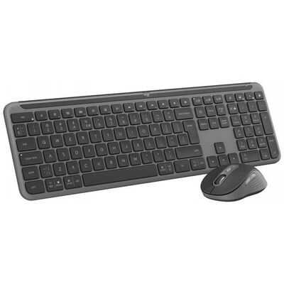 Kit wireless logitech mk950 signature slim combo, rezolutie mouse 4000 dpi, baterii mouse 1x aa (inclusa), tastatura wireless 2.4 ghz, baterii 2 x aa (incluse), gri