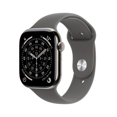 Apple watch series 11 gps + cellular 42mm natural titanium case with stone grey sport band - m/l